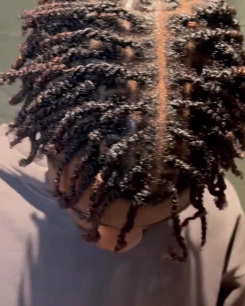 Fluffy copper mini twists on natural hair